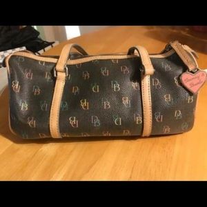 Dooney & Bourke | Barrel Bag Periwinkle Blue Logo Rainbow Zipper Coated Canvas